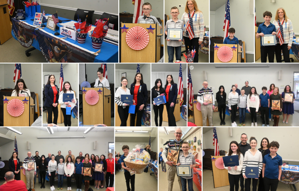 group of photos with kids receiving awards and giving speeches